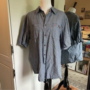 🔴 Dickies XL Blue Striped Button Up Shirt
